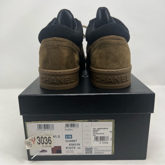 Chanel Suede Logo Strap Low Top Sneakers Size 41.5 / 10.5 NEW WITH BOX - Picture 10 of 16